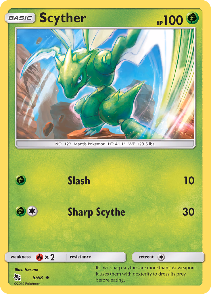 Scyther Pokemon card (5/68, Hidden Fates)