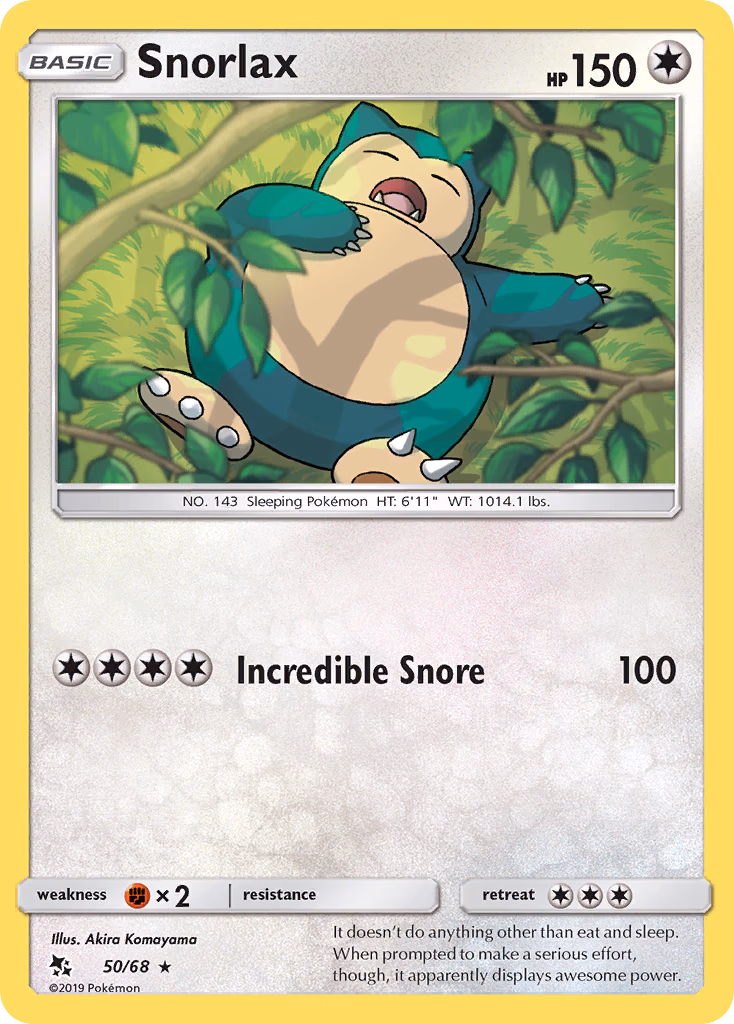 Snorlax Pokemon card (50/68, Hidden Fates)