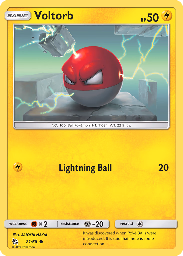 Voltorb Pokemon card (21/68, Hidden Fates)