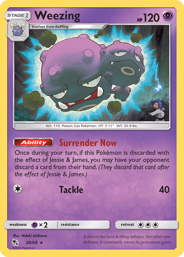 Weezing Pokemon card (29/68, Hidden Fates)