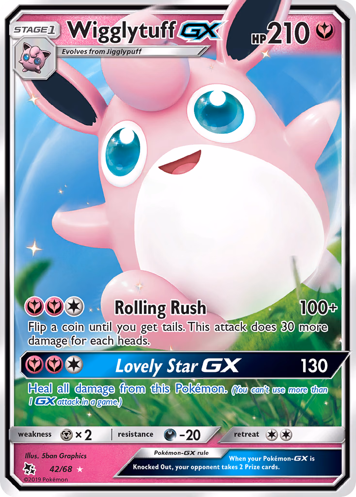 Wigglytuff-GX Pokemon card (42/68, Hidden Fates)