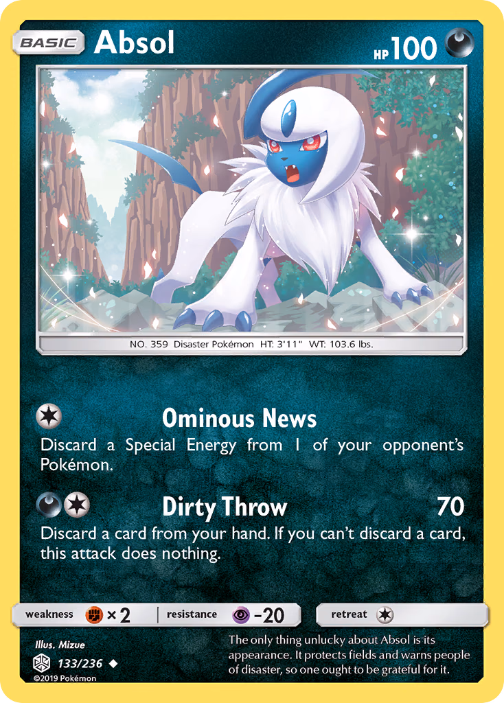 Absol Pokemon card (133/236, Cosmic Eclipse)
