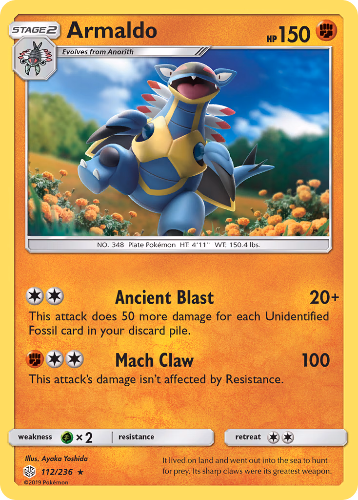Armaldo Pokemon card (112/236, Cosmic Eclipse)
