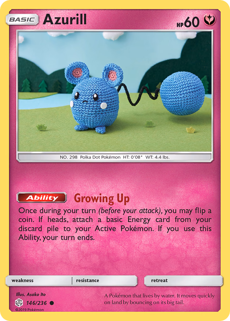 Azurill Pokemon card (146/236, Cosmic Eclipse)