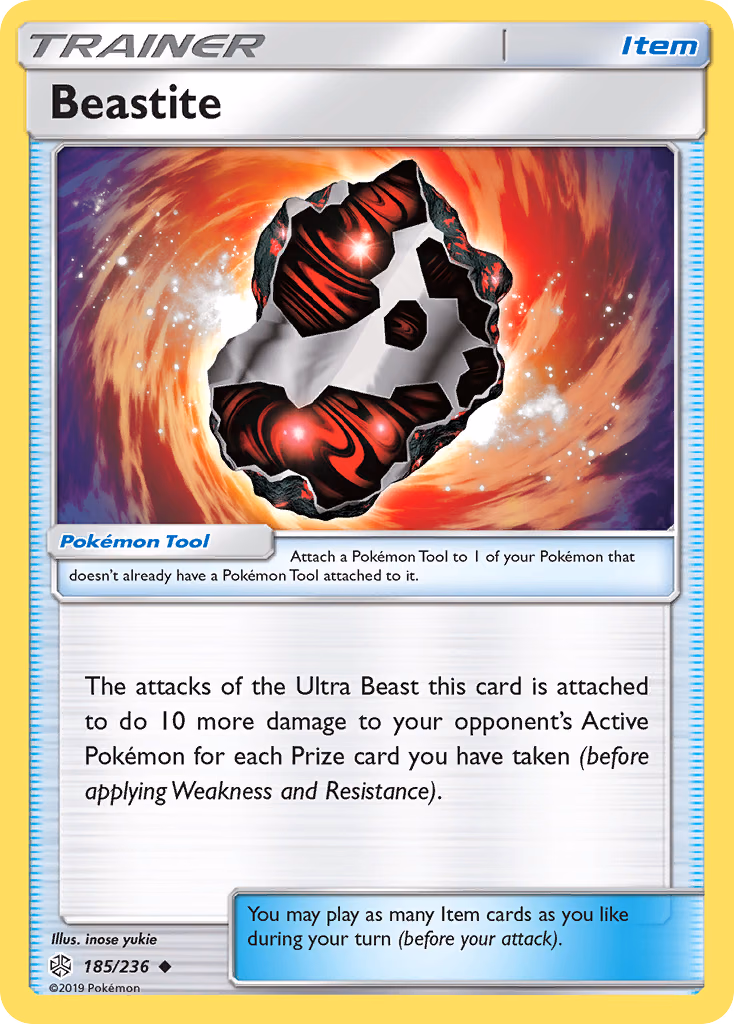 Beastite Pokemon card (185/236, Cosmic Eclipse)
