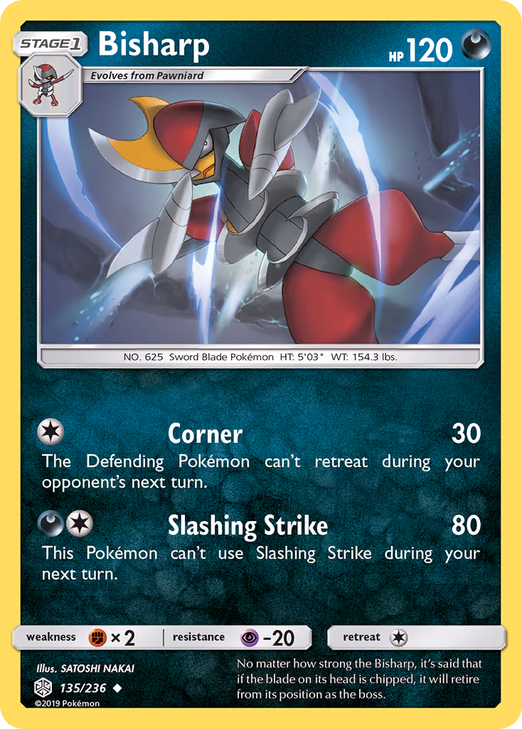 Bisharp Pokemon card (135/236, Cosmic Eclipse)