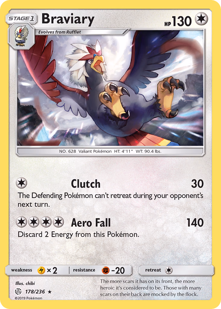 Braviary Pokemon card (178/236, Cosmic Eclipse)