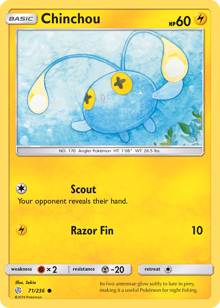 Chinchou Pokemon card (71/236, Cosmic Eclipse)