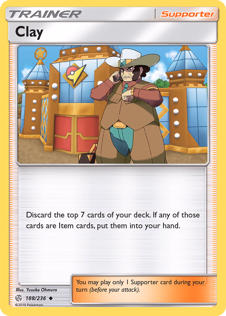 Clay Pokemon card (188/236, Cosmic Eclipse)