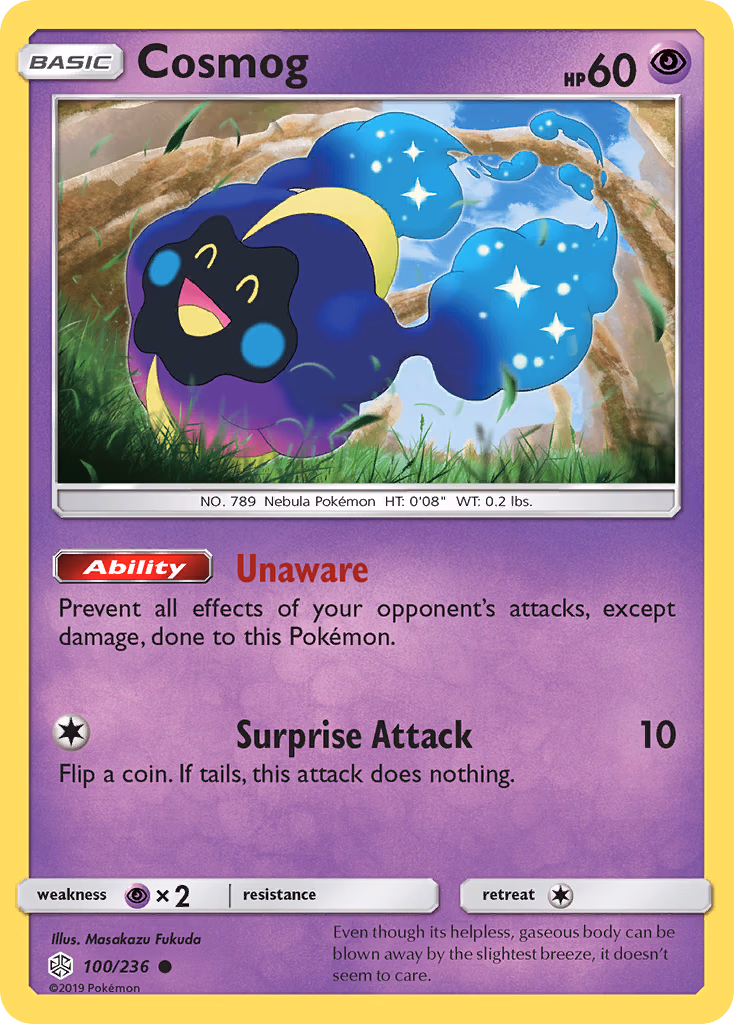 Cosmog Pokemon card (100/236, Cosmic Eclipse)