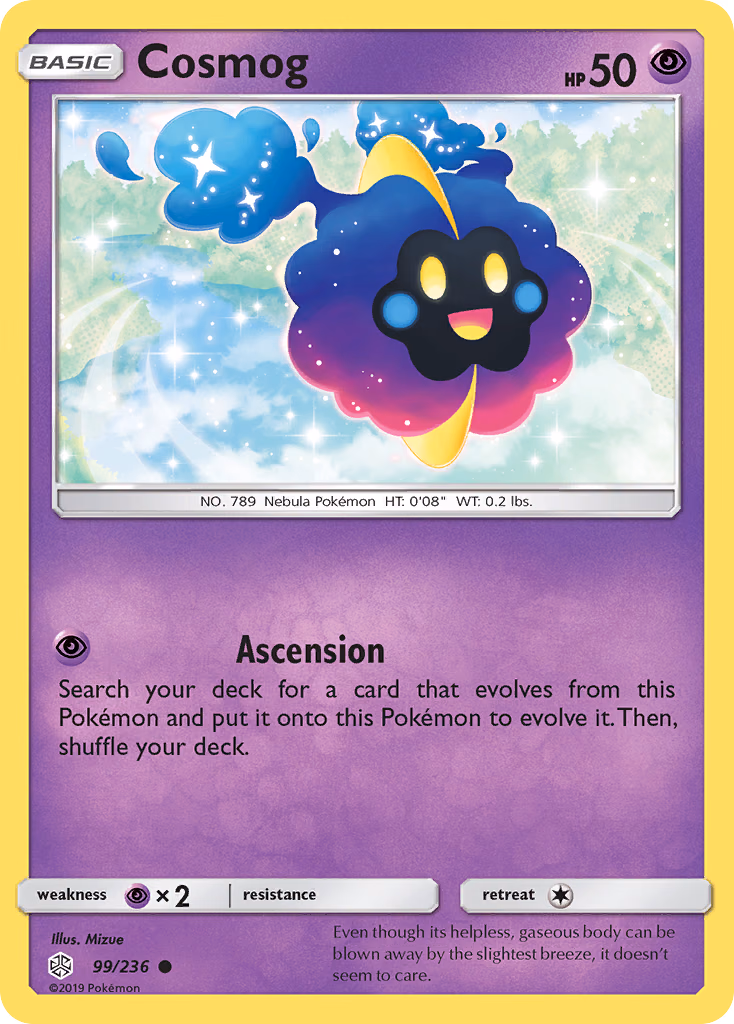 Cosmog Pokemon card (99/236, Cosmic Eclipse)