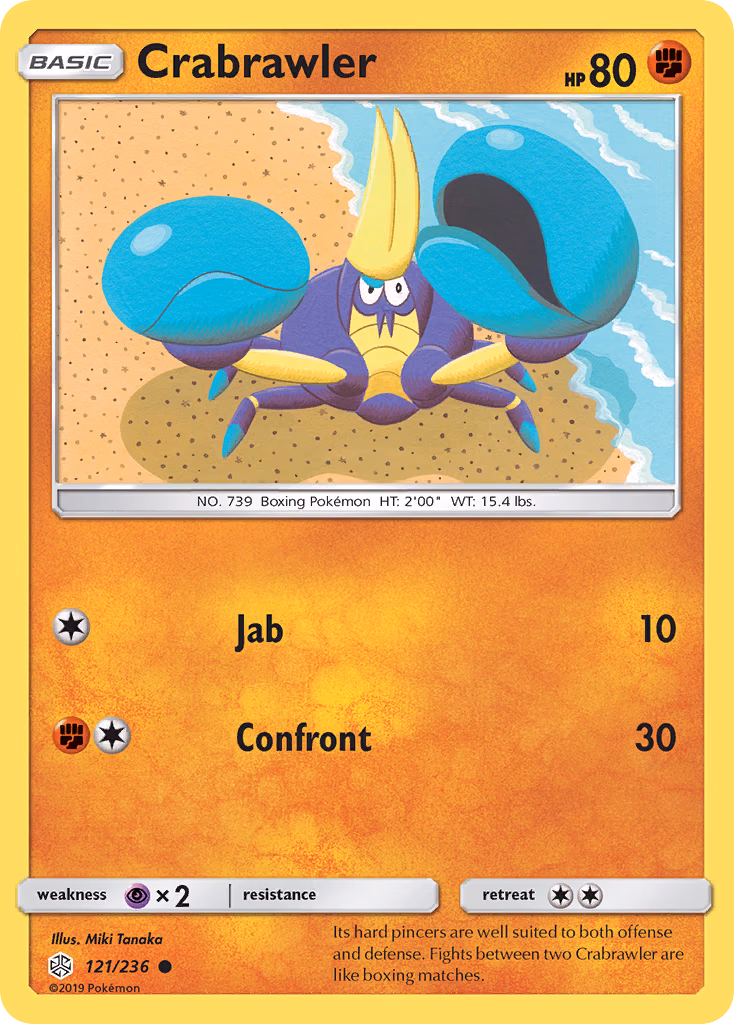 Crabrawler Pokemon card (121/236, Cosmic Eclipse)