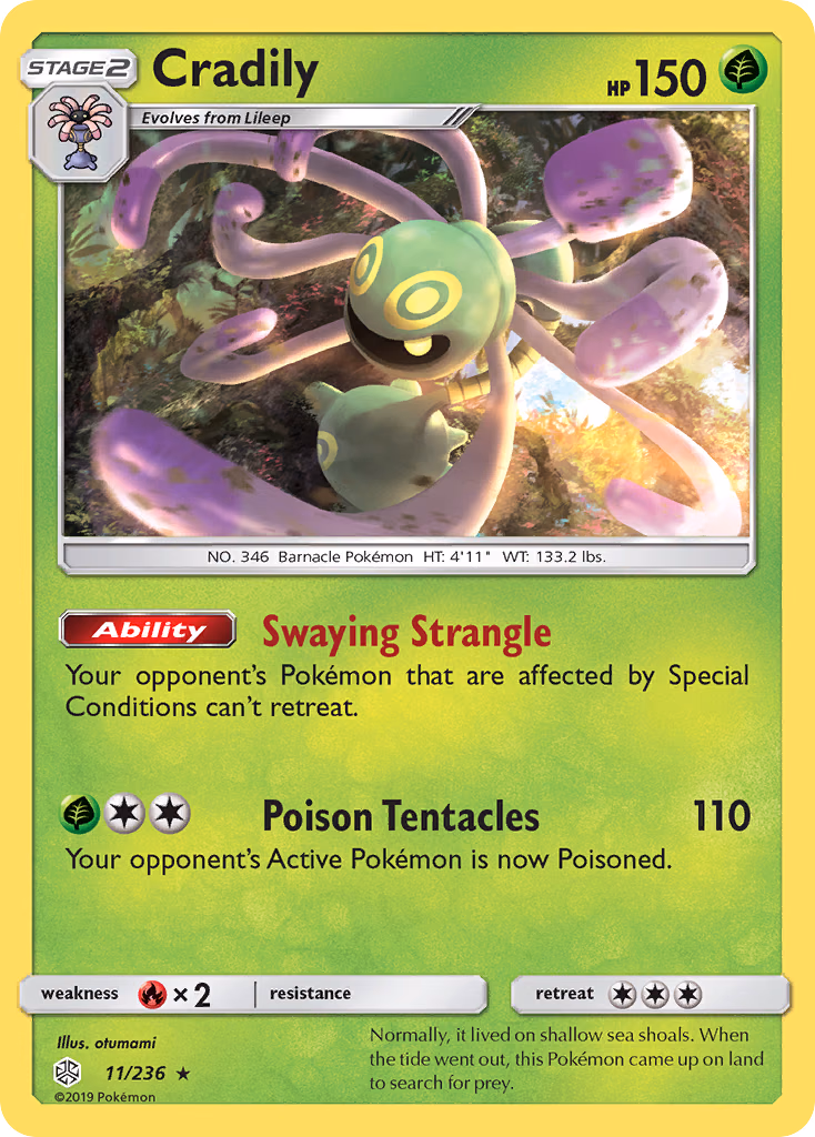 Cradily Pokemon card (11/236, Cosmic Eclipse)