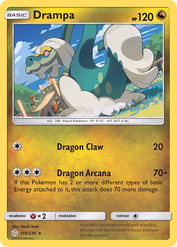 Drampa Pokemon card (159/236, Cosmic Eclipse)