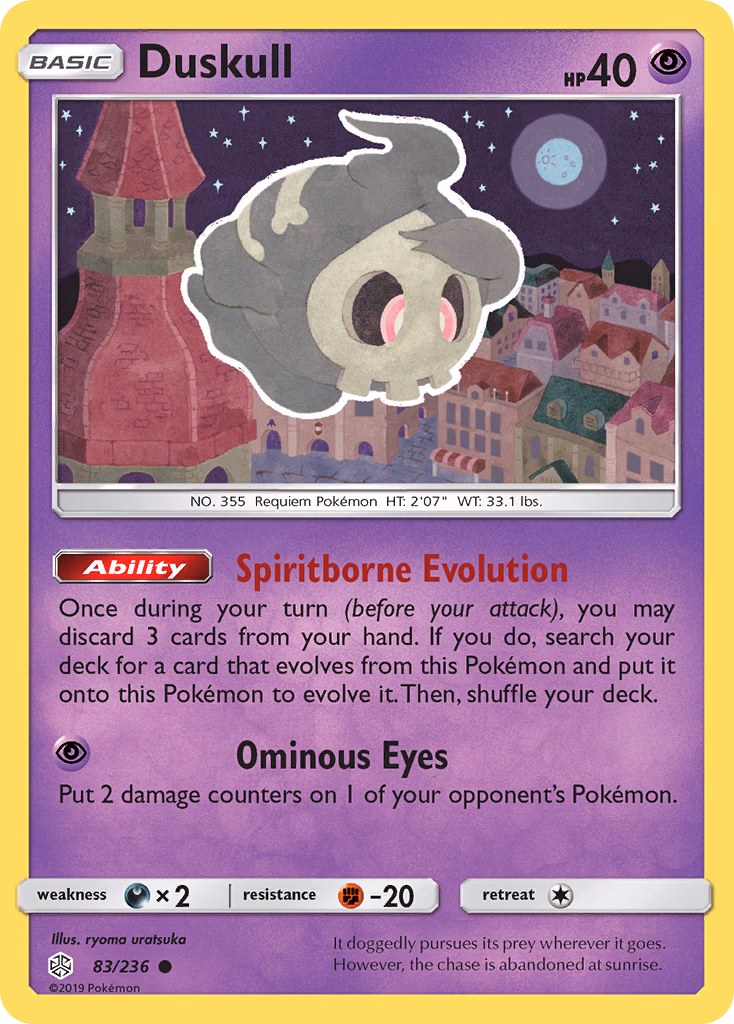 Duskull Pokemon card (83/236, Cosmic Eclipse)