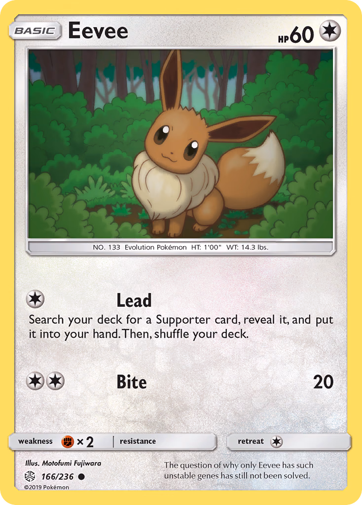 Eevee Pokemon card (166/236, Cosmic Eclipse)