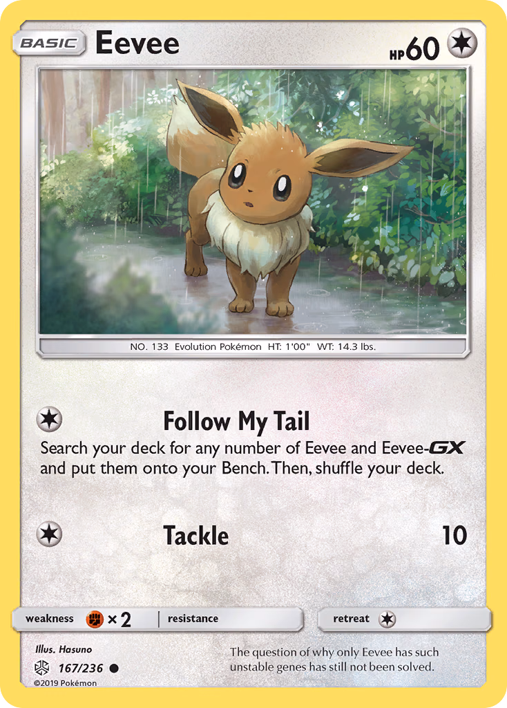 Eevee Pokemon card (167/236, Cosmic Eclipse)