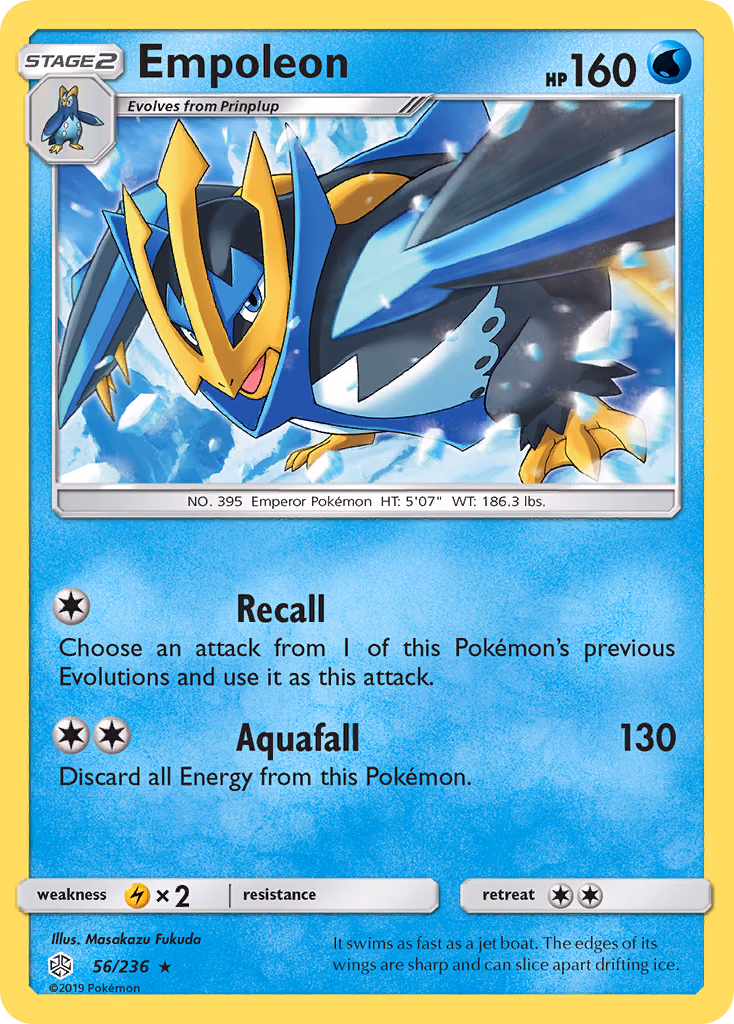 Empoleon Pokemon card (56/236, Cosmic Eclipse)
