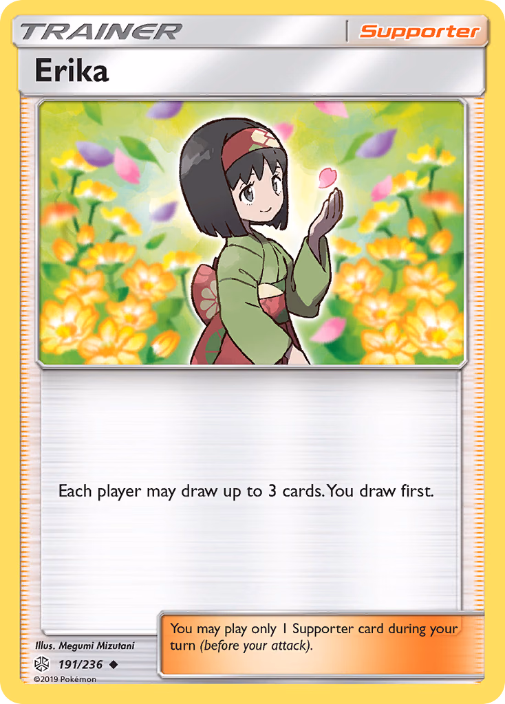 Erika Pokemon card (191/236, Cosmic Eclipse)