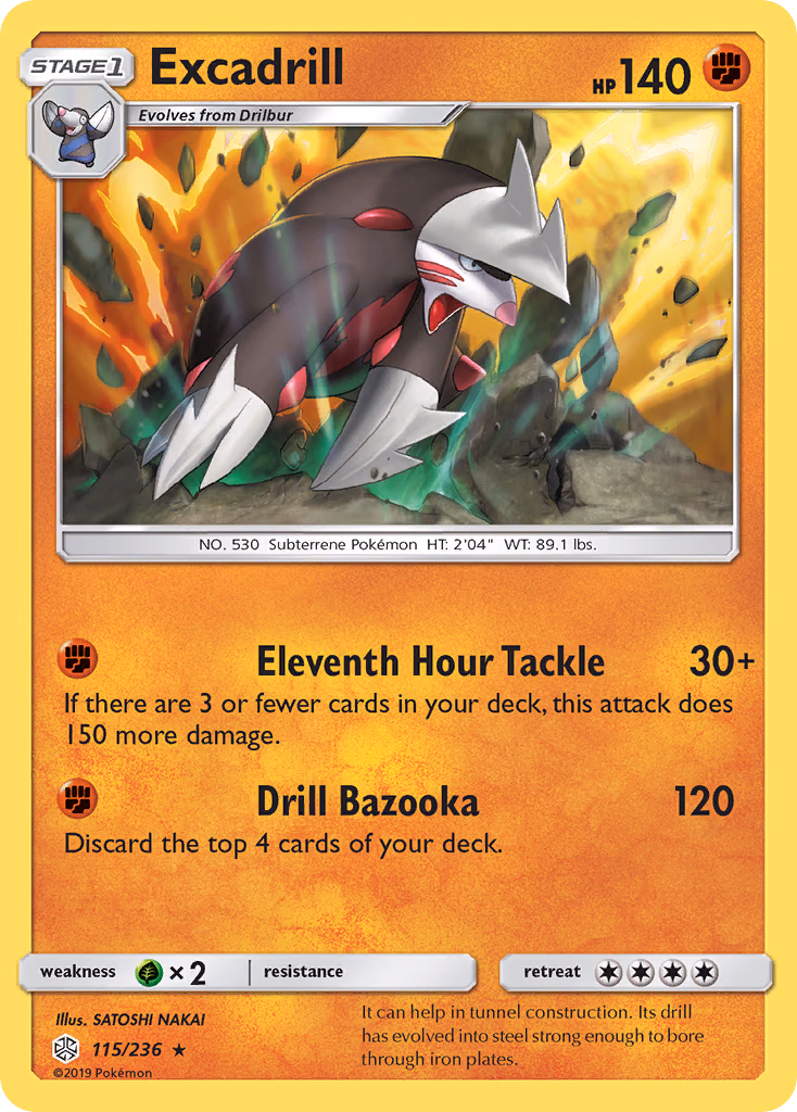 Excadrill Pokemon card (115/236, Cosmic Eclipse)