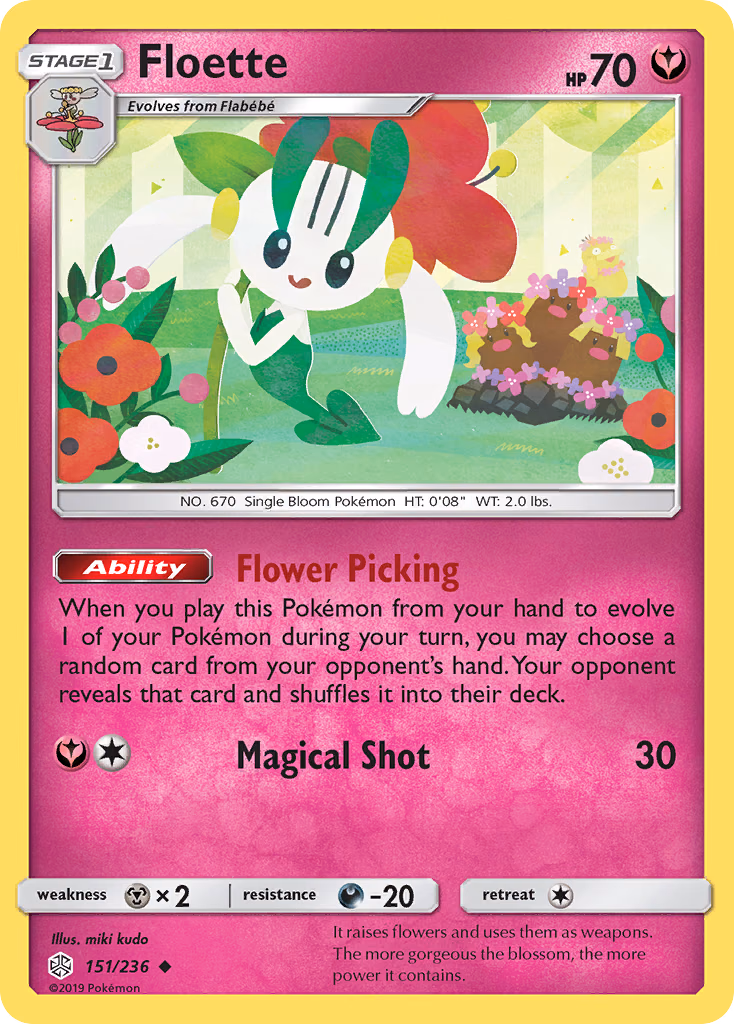 Floette Pokemon card (151/236, Cosmic Eclipse)