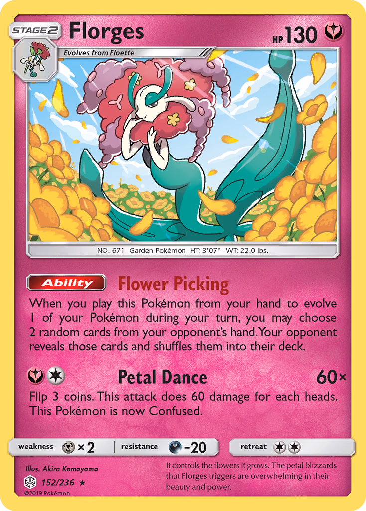 Florges Pokemon card (152/236, Cosmic Eclipse)