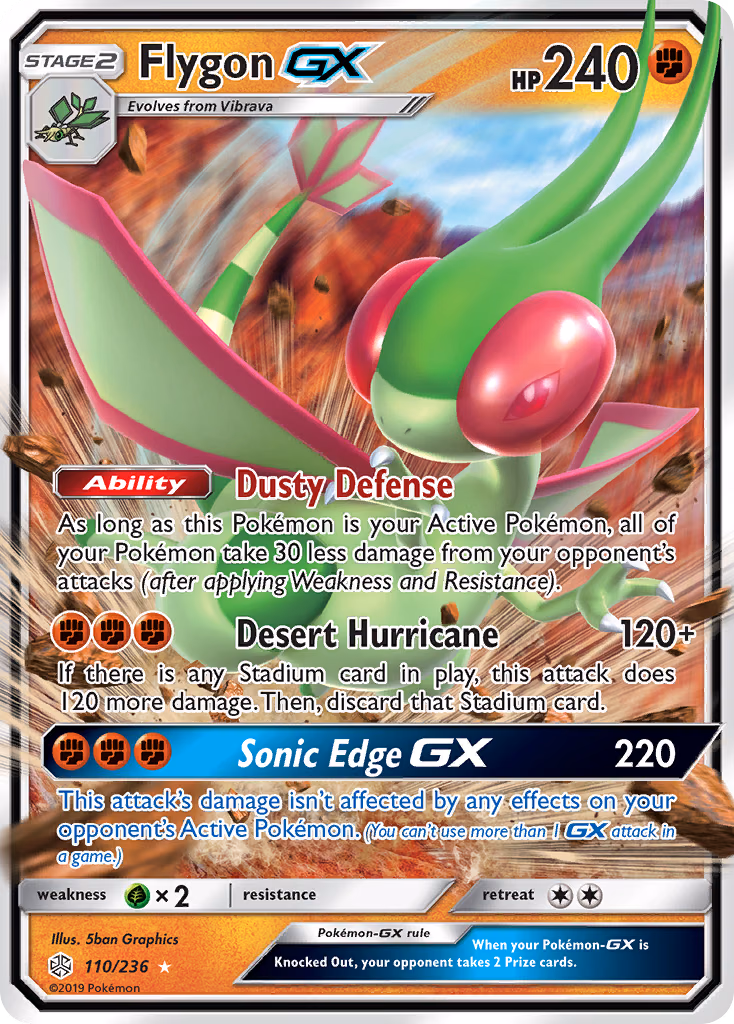 Flygon-GX Pokemon card (110/236, Cosmic Eclipse)