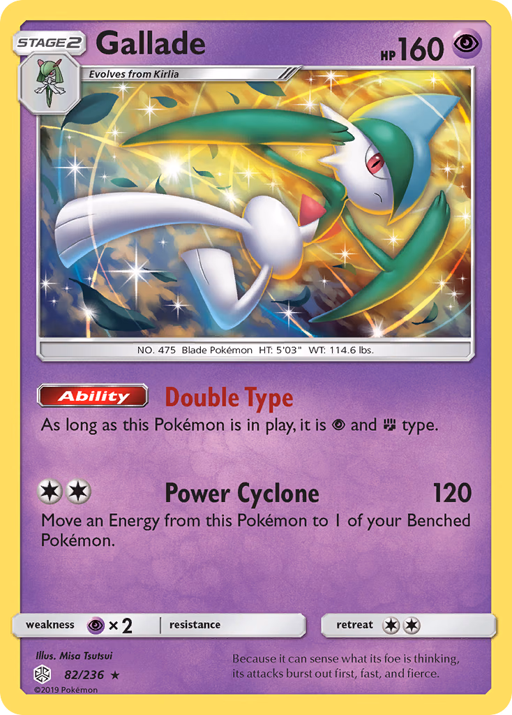 Gallade Pokemon card (82/236, Cosmic Eclipse)