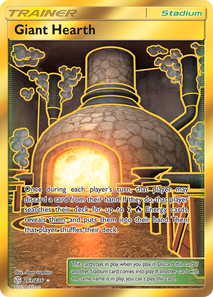 Giant Hearth Pokemon card (263/236, Cosmic Eclipse)