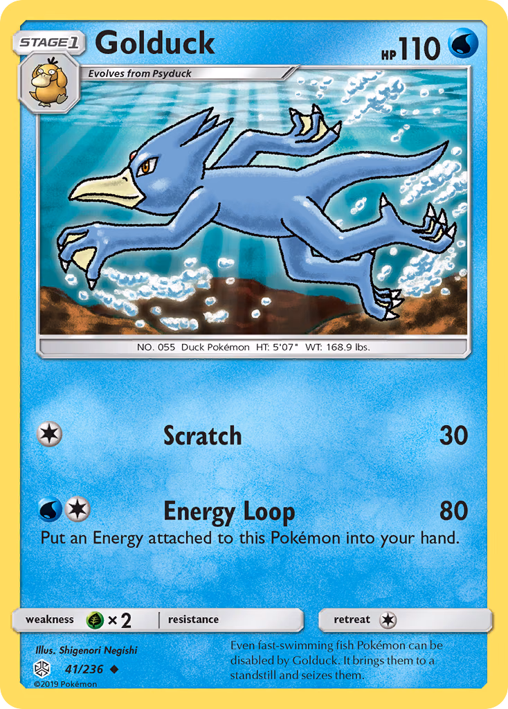Golduck Pokemon card (41/236, Cosmic Eclipse)