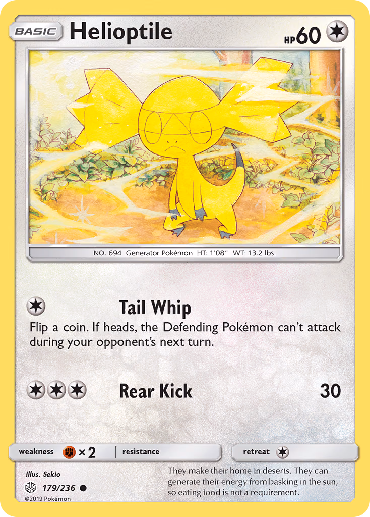 Helioptile Pokemon card (179/236, Cosmic Eclipse)