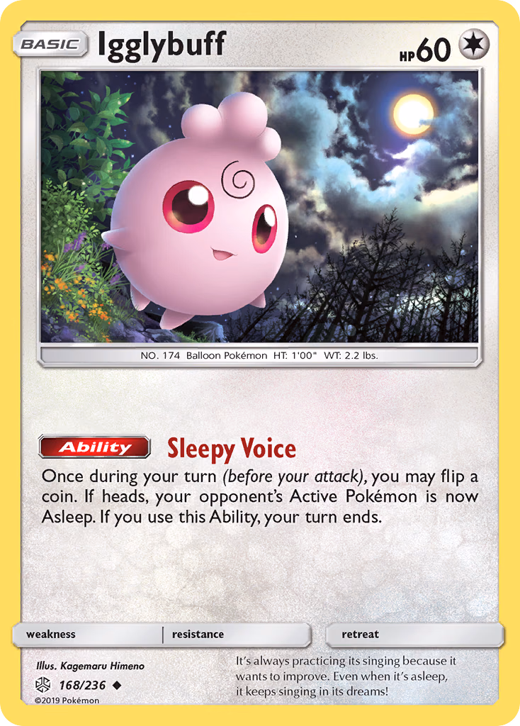 Igglybuff Pokemon card (168/236, Cosmic Eclipse)
