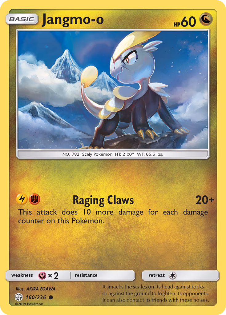Jangmo-o Pokemon card (160/236, Cosmic Eclipse)