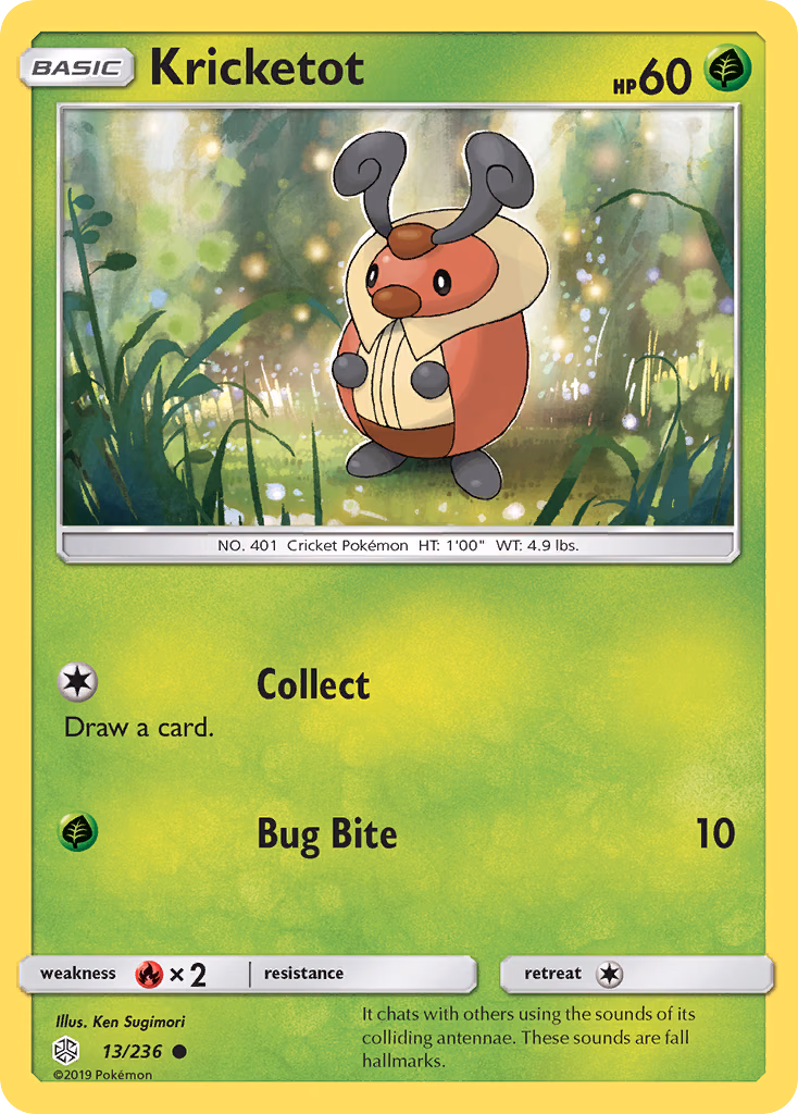 Kricketot Pokemon card (13/236, Cosmic Eclipse)