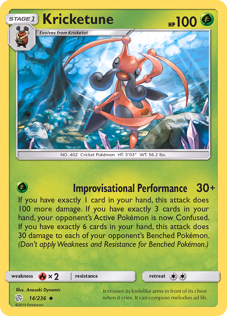 Kricketune Pokemon card (14/236, Cosmic Eclipse)