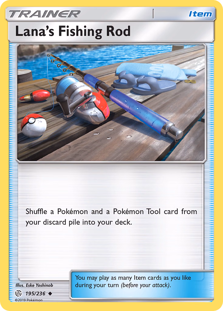 Lana's Fishing Rod Pokemon card (195/236, Cosmic Eclipse)