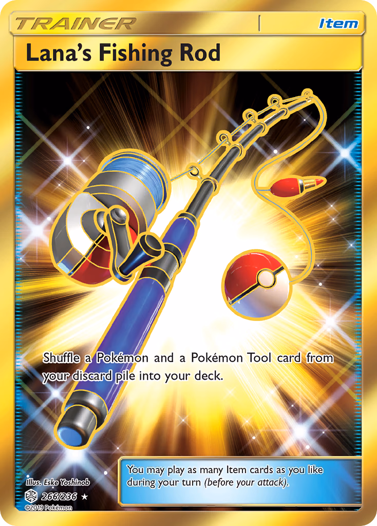 Lana's Fishing Rod Pokemon card (266/236, Cosmic Eclipse)