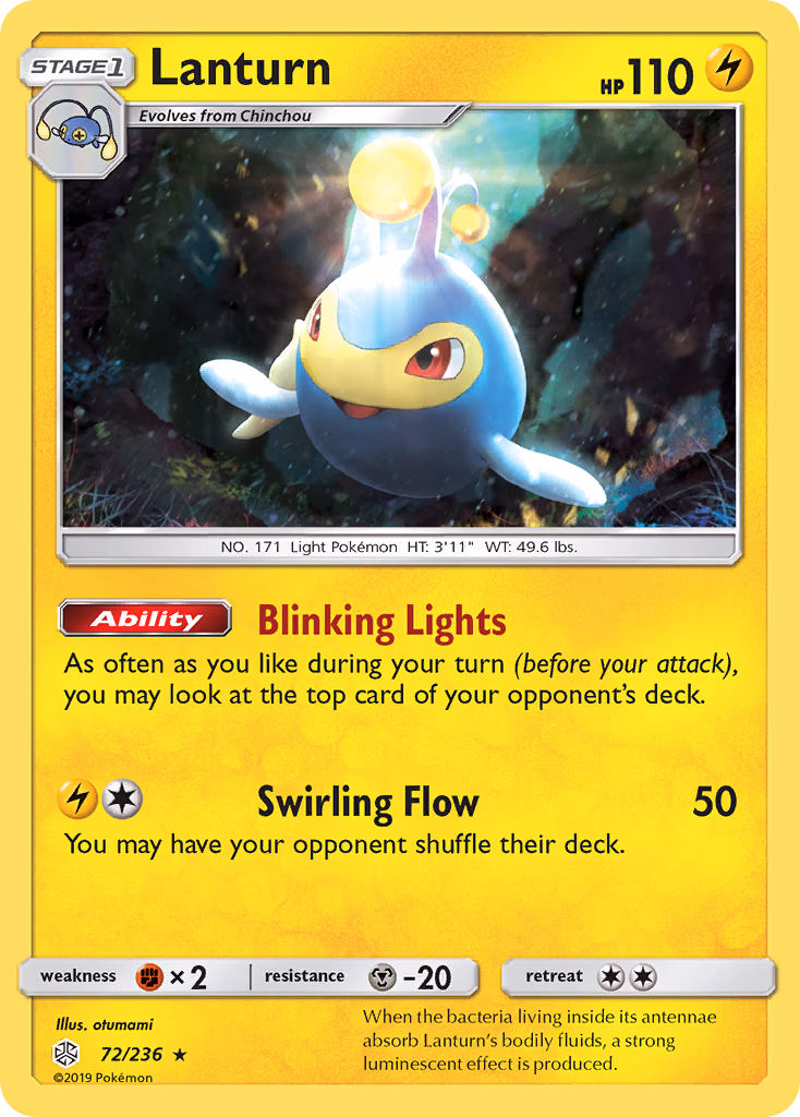 Lanturn Pokemon card (72/236, Cosmic Eclipse)