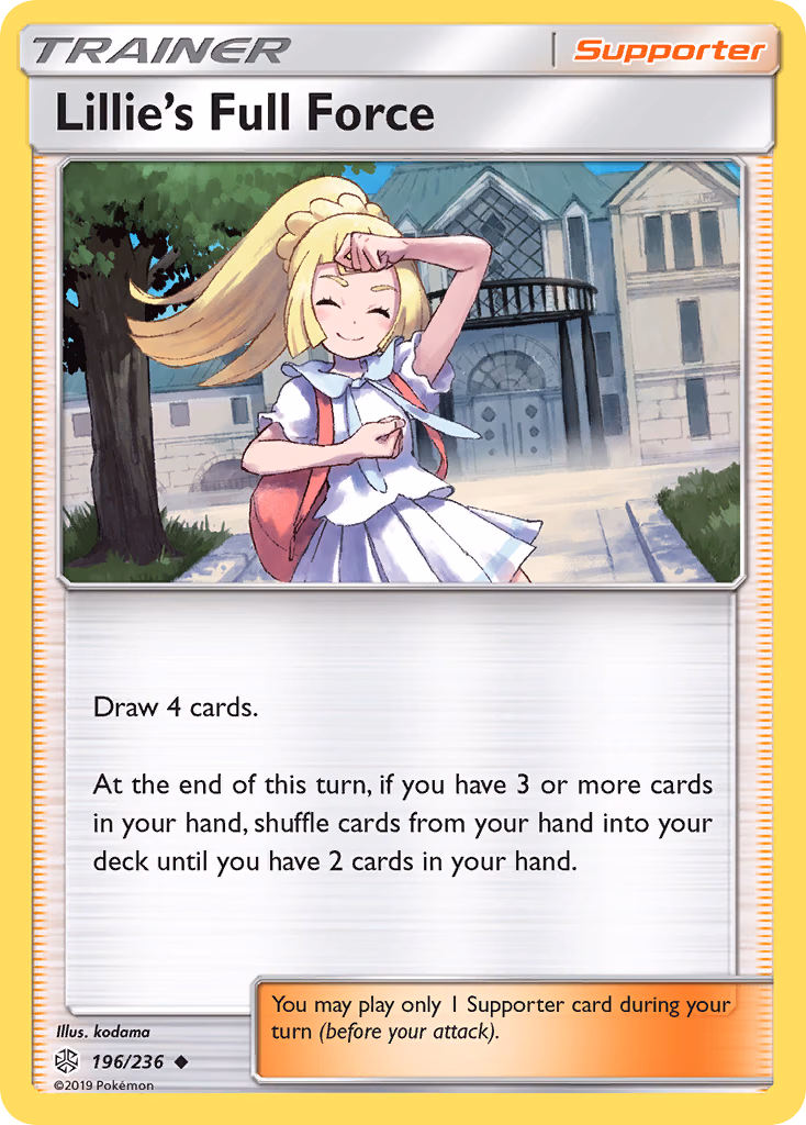 Lillie's Full Force Pokemon card (196/236, Cosmic Eclipse)