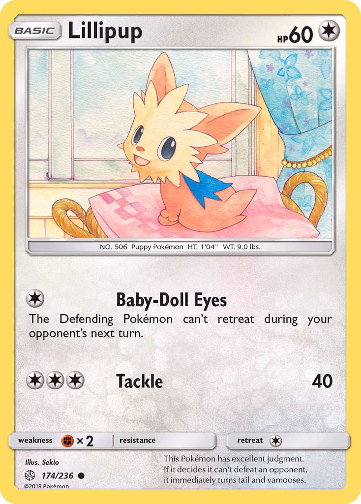 Lillipup Pokemon card (174/236, Cosmic Eclipse)