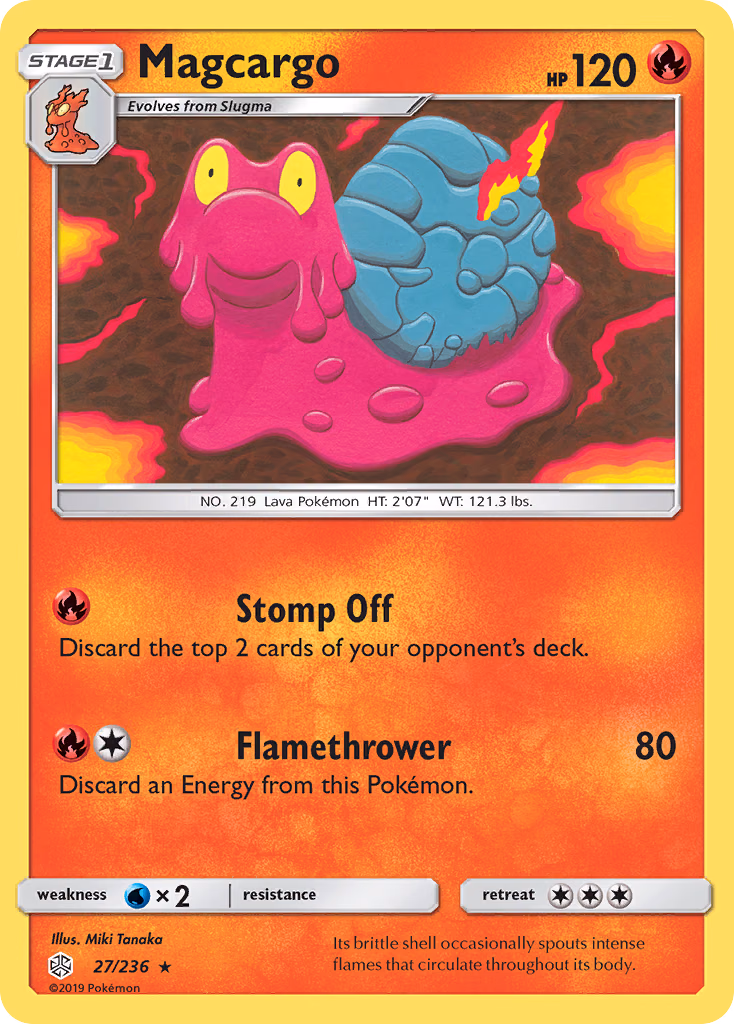 Magcargo Pokemon card (27/236, Cosmic Eclipse)