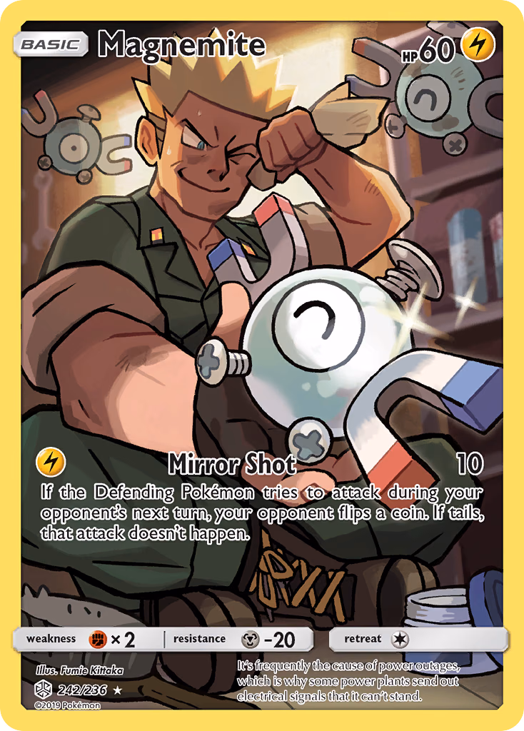 Magnemite Pokemon card (242/236, Cosmic Eclipse)