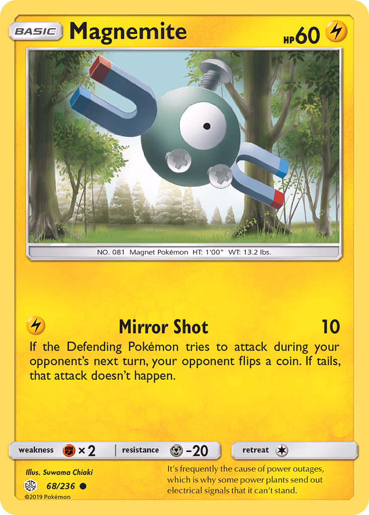Magnemite Pokemon card (68/236, Cosmic Eclipse)