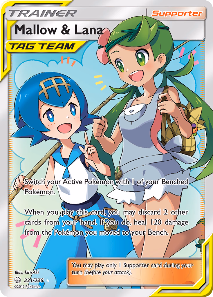 Mallow & Lana Pokemon card (231/236, Cosmic Eclipse)