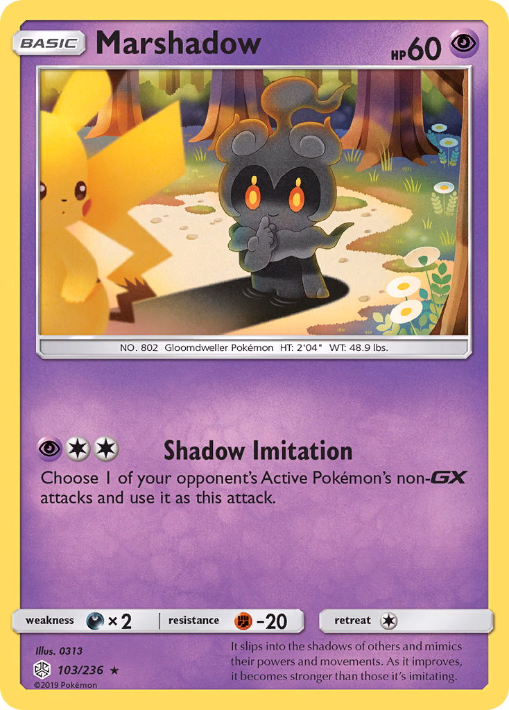 Marshadow Pokemon card (103/236, Cosmic Eclipse)