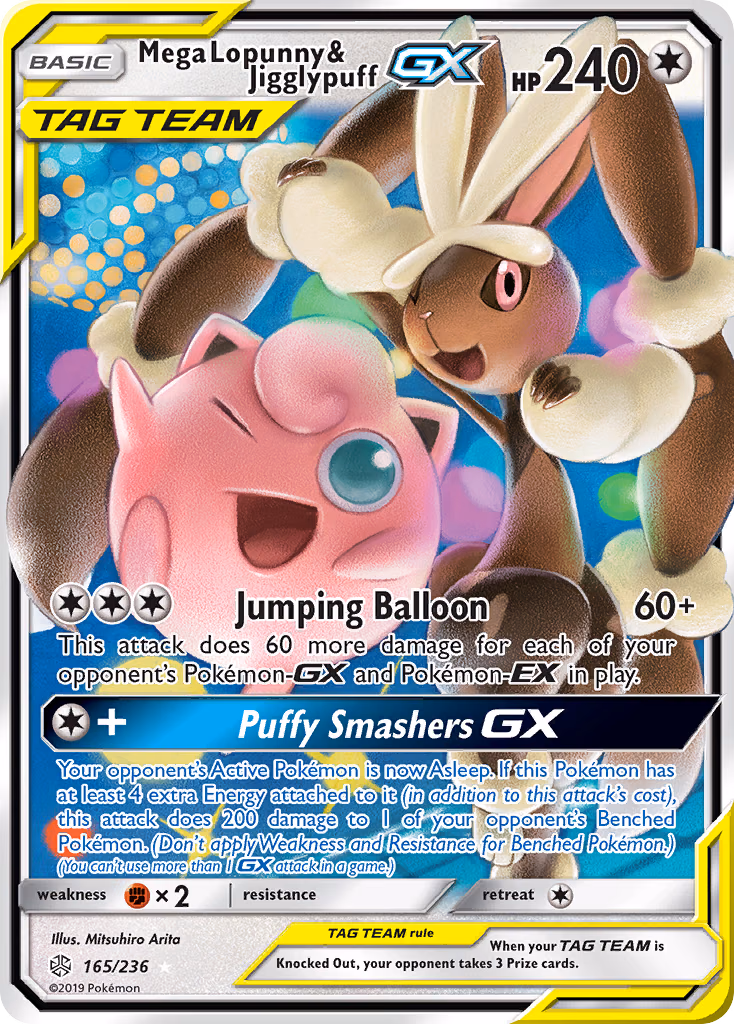 Mega Lopunny & Jigglypuff-GX Pokemon card (165/236, Cosmic Eclipse)