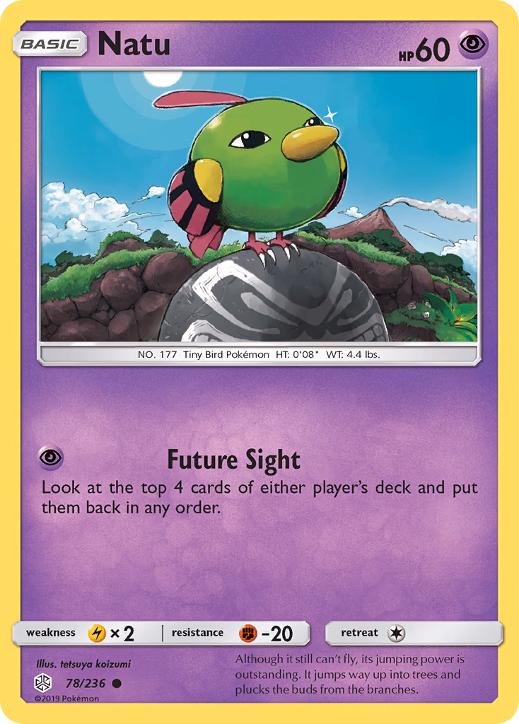 Natu Pokemon card (78/236, Cosmic Eclipse)