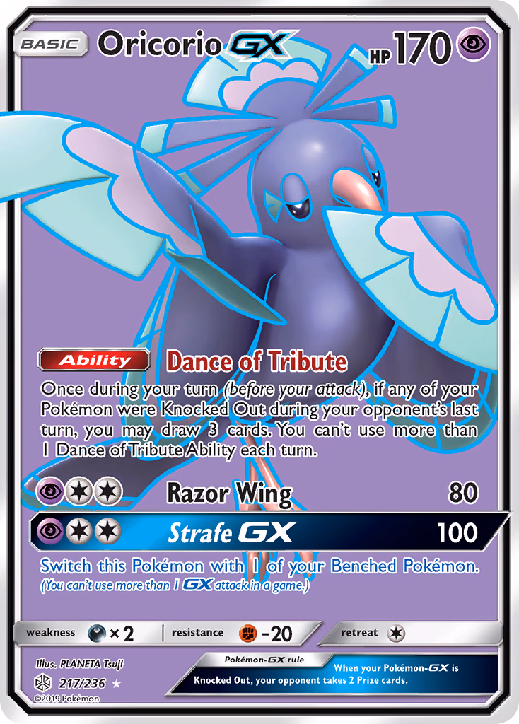 Oricorio-GX Pokemon card (217/236, Cosmic Eclipse)
