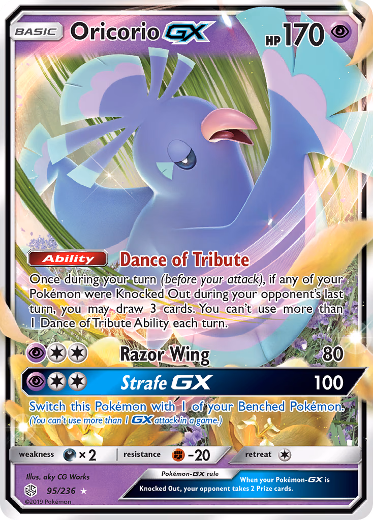 Oricorio-GX Pokemon card (95/236, Cosmic Eclipse)