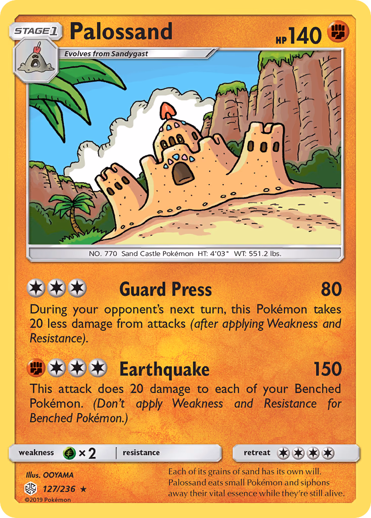 Palossand Pokemon card (127/236, Cosmic Eclipse)